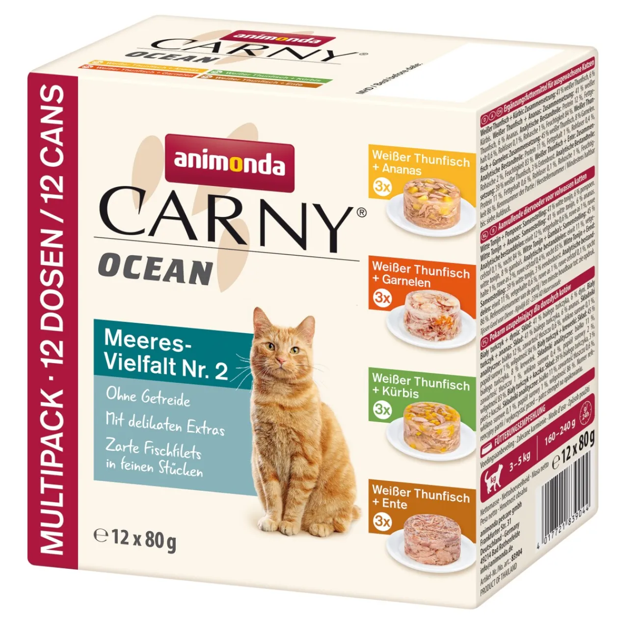 animonda Carny Nourriture humide pour chat Adulte, Océan Variété marine 12x80 g Pack mix 2^ Nourriture Humide