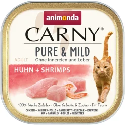 animonda Carny Nourriture humide pour chat Adulte, Pure et Doux 32x100 g poulet et crevettes^ Nourriture Humide
