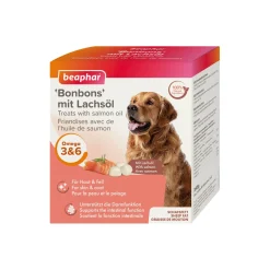 Beaphar Bonbons pour le traitement de la peau et de la fourrure 245g avec de l'huile de saumon^ Nourriture Supplémentaire|Friandises