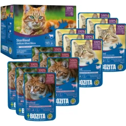 BOZITA Nourriture humide pour chat bouchées stérilisées en gelée à la viande Multibox 12 x 85 g^ Nourriture Humide