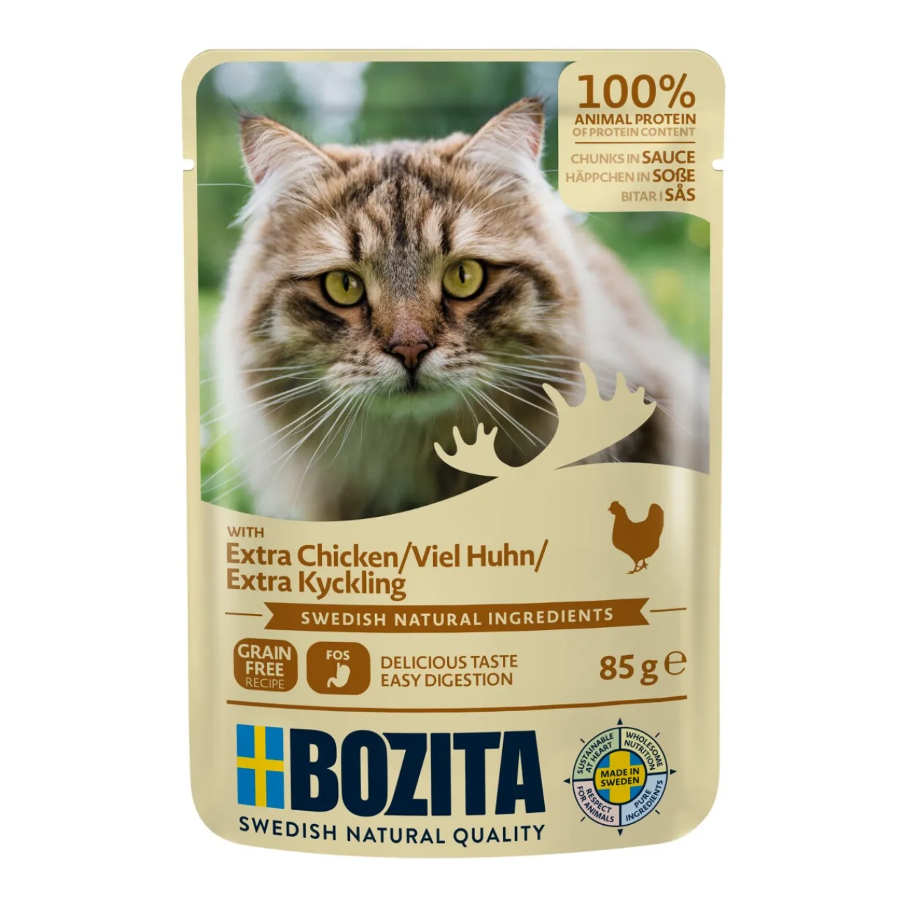 BOZITA Sachet de bouchées en sauce 12 x 85 g Poulet^ Nourriture Humide