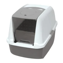 Catit Toilettes pour chat avec couvercle et système de filtration Airsift, gris^ Bacs & Maisons De Toilette