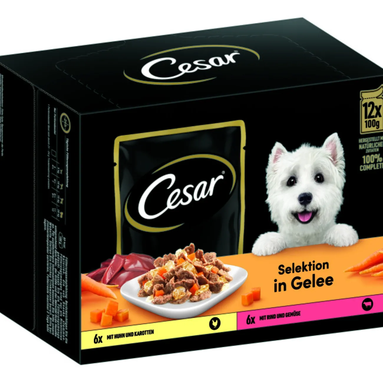 Cesar Multipack en gelée à la carotte, au poulet, au bœuf et aux légumes 4 x 12 x 100 g^ Nourriture Humide