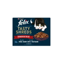 Felix Tasty Shreds 10 x 80 g Variété de saveurs du pays^ Nourriture Humide