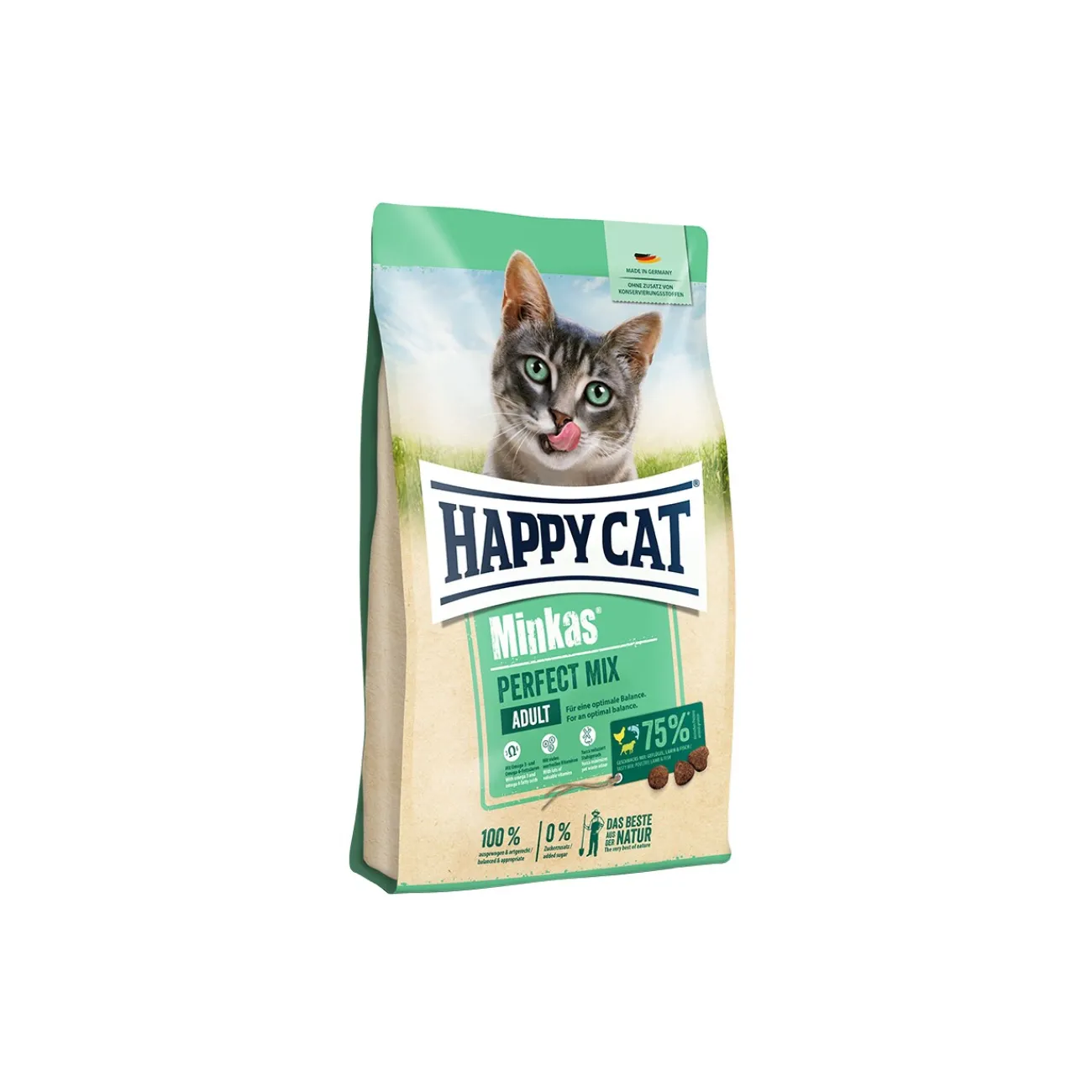 HAPPY CAT Croquettes pour chat adulte Minkas, Perfect Mix, volaille, poisson & agneau 4 kg^ Croquettes Pour Chat