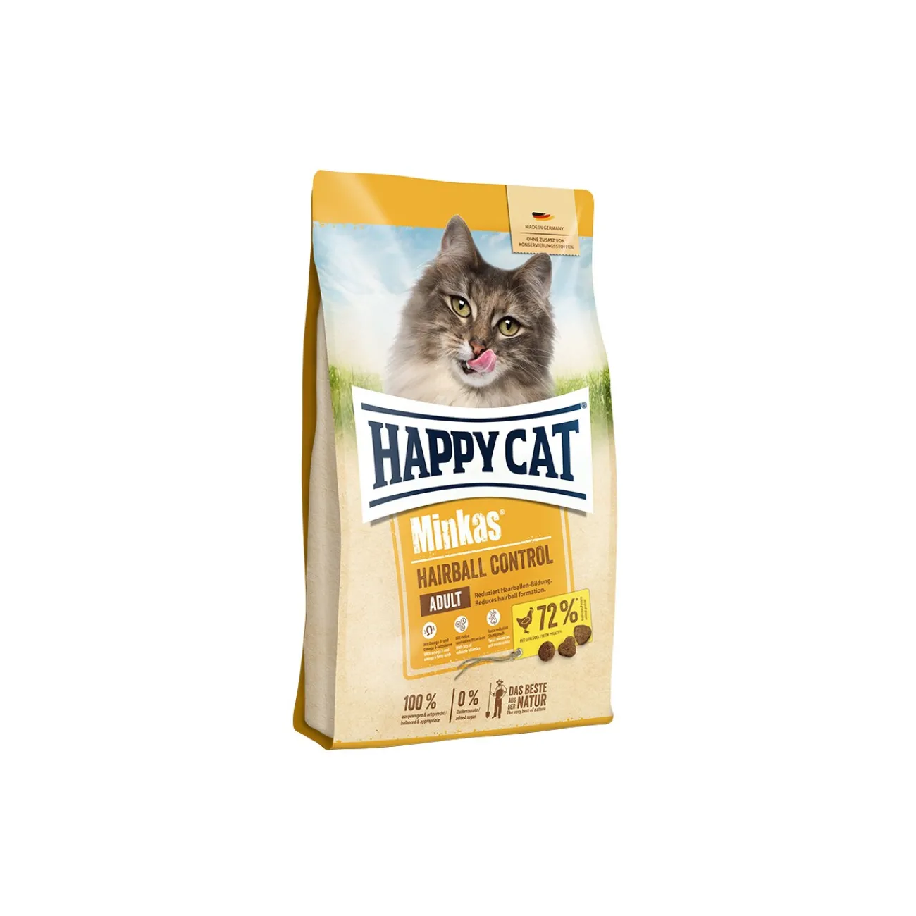 HAPPY CAT Minkas Croquettes Chat Adulte, Contrôle des Boules de Poils, Volaille 4 kg^ Croquettes Pour Chat