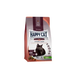 HAPPY CAT Sterilised Croquettes Chat Adulte, Saumon de l'Atlantique 1,3 kg^ Croquettes Pour Chat