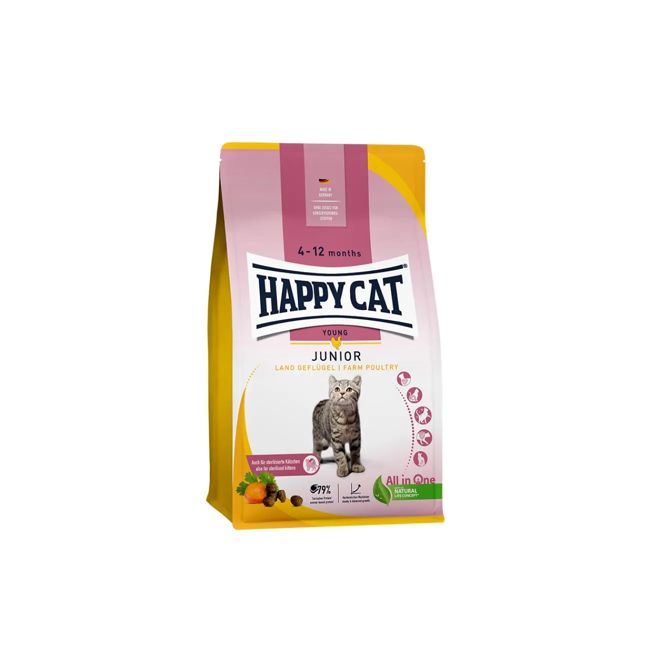 HAPPY CAT Young Croquettes Chat Junior, Volaille Fermière 1,3 kg^ Croquettes Pour Chat