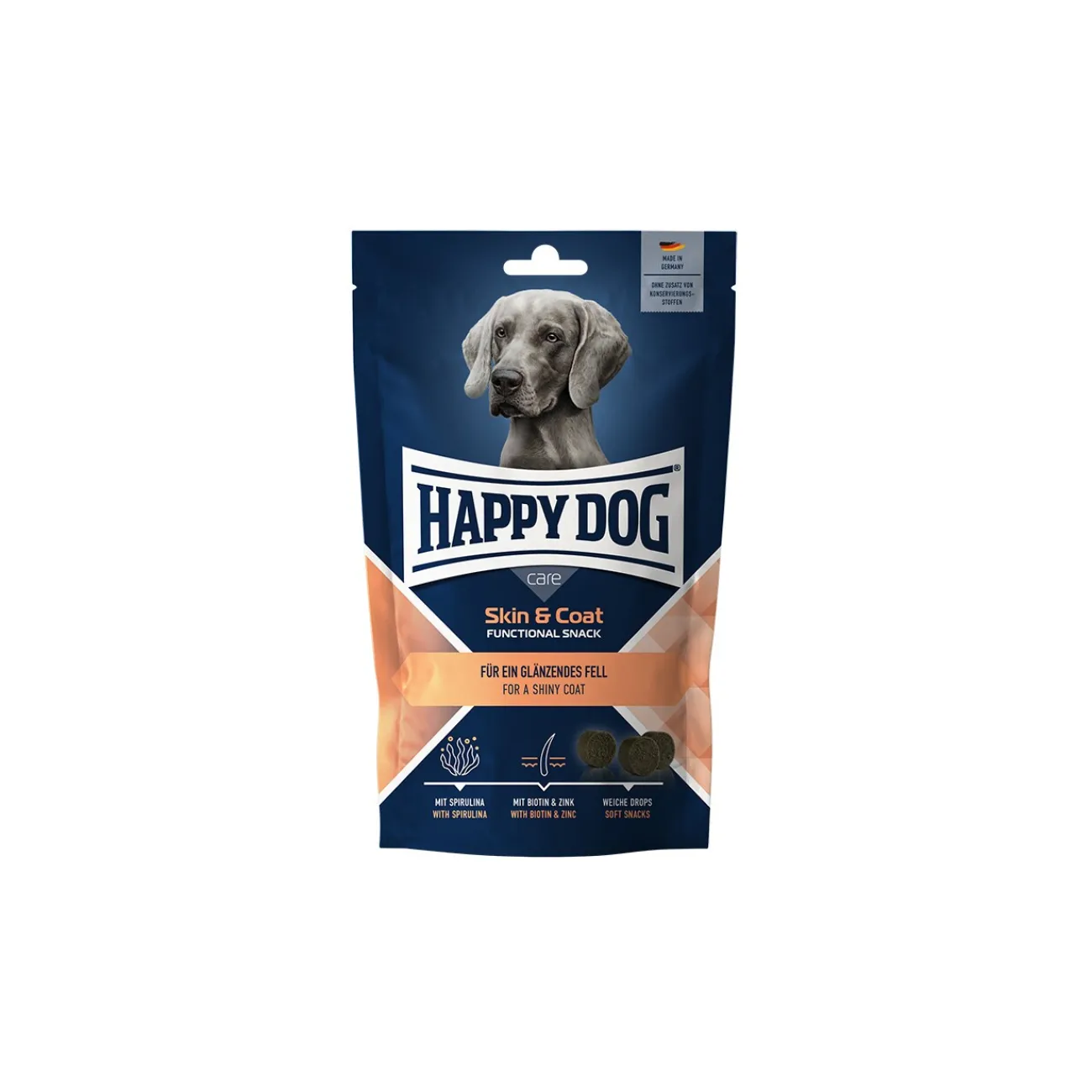 HAPPY DOG Soin Heureux pour Chien Snack Peau & Pelage 100 g^ Friandises