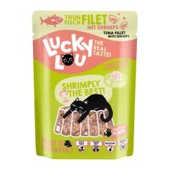 Lucky Lou Nourriture humide chat Extra Food Adult en gelée Thon et crevettes 12x70 g^ Nourriture Humide