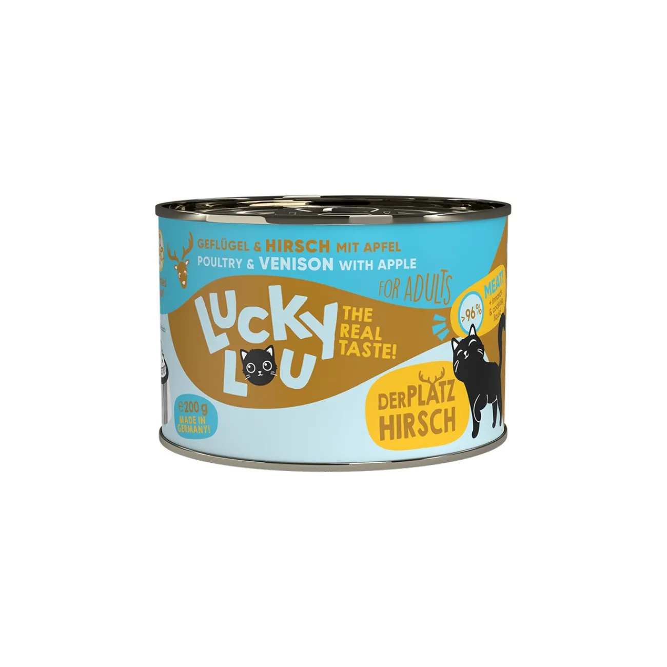 Lucky Lou Nourriture humide chat adulte Volaille et cerf 6x200 g^ Nourriture Humide