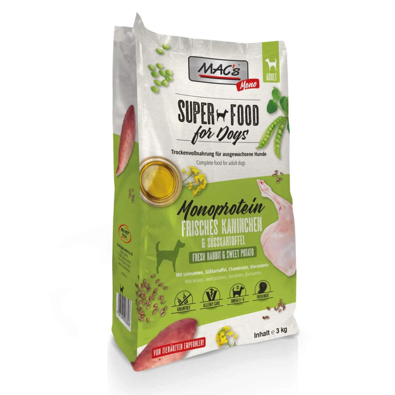 MAC's Nourriture sèche MAC’s Dog Mono Adult Lapins 3 kg^ Croquettes