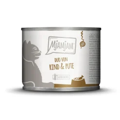 MjAMjAM nourriture humide pour chat adulte, Duo 6x200 g Bœuf et dinde^ Nourriture Humide