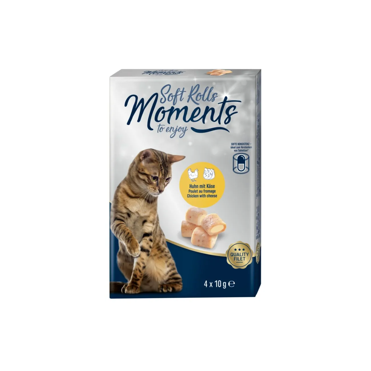 MOMENTS Soft Rolls 6 x 4 x 10 g Poulet et fromage^ Friandises