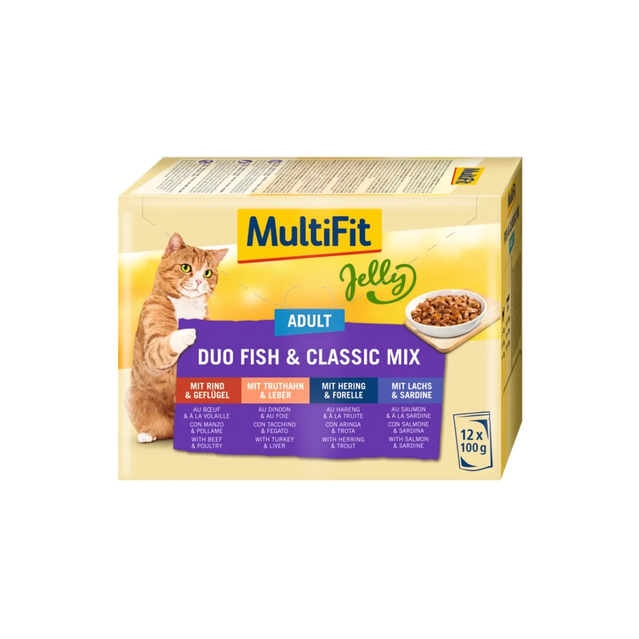 MultiFit Adult Jelly Duo Fish & Classic Mix Multipack 12x100 g^ Nourriture Humide