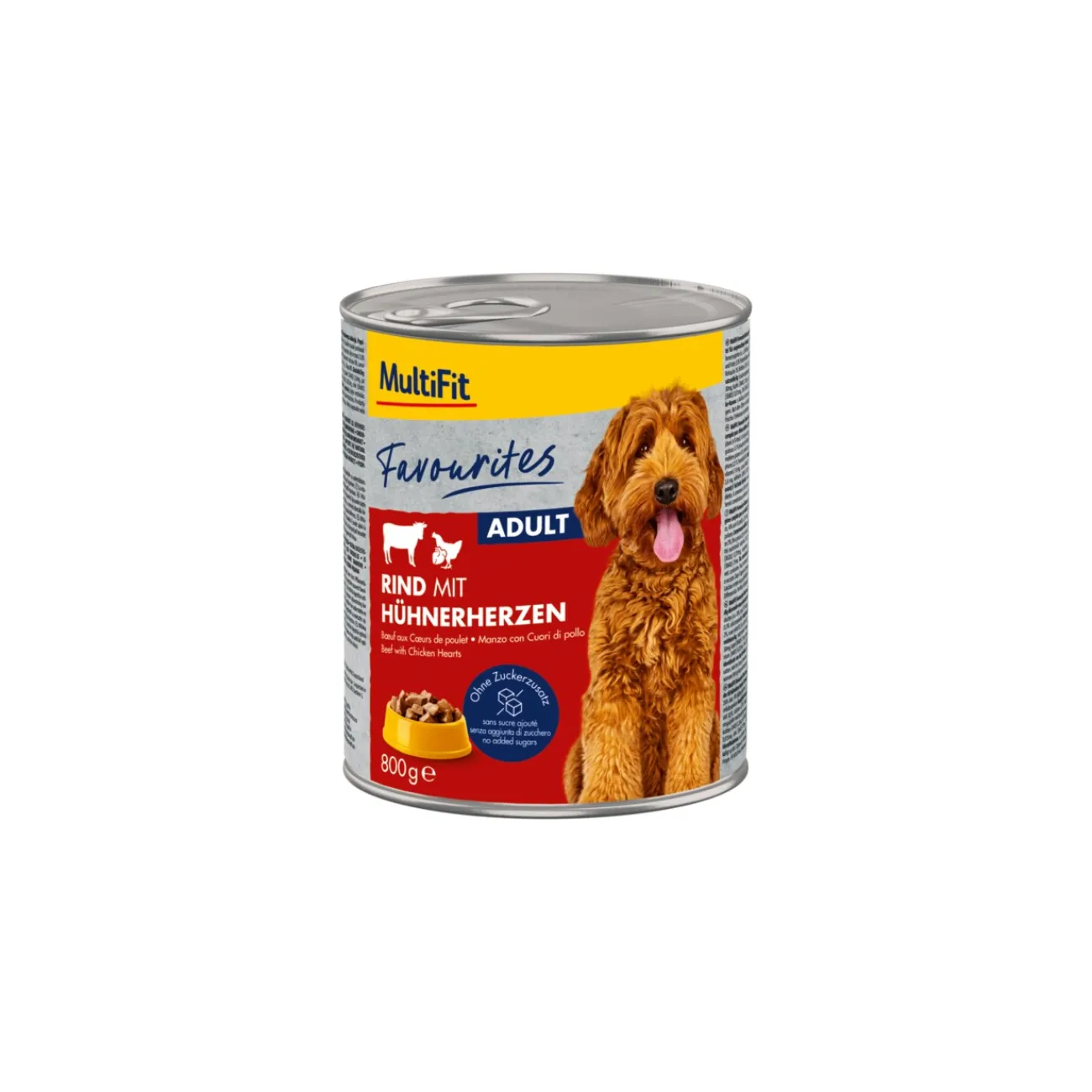 MultiFit Favoris Nourriture humide Chien Adulte Bœuf aux cœurs de poulet 6x800 g^ Nourriture Humide
