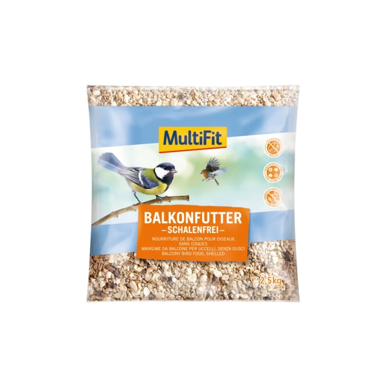MultiFit Nourriture de balcon pour oiseaux sauvages sans coques 2.5kg^ Nourriture Pour Oiseaux Du Ciel|Nourriture Pour Oiseaux Sauvages