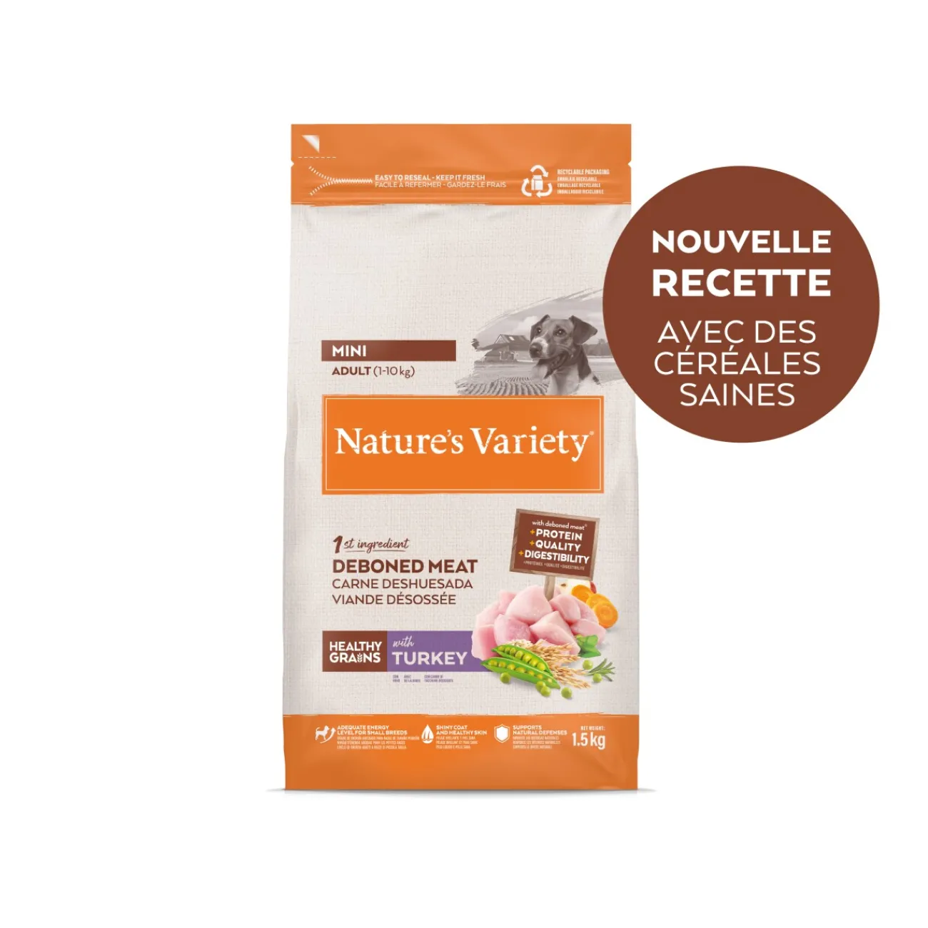 Nature's Variety Healthy Grains Mini Adulte Dinde 1,5kg^ Croquettes
