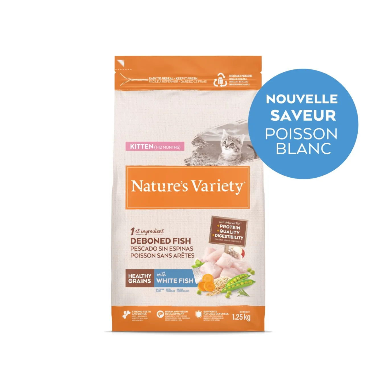 Nature's Variety Healthy Grains Chaton Poissons Blancs 1,25kg^ Croquettes Pour Chat|Nourriture