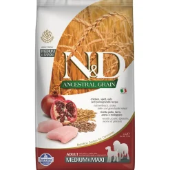 N&D Farmina Ancestral Grain Adult Medium/Maxi Poulet, épeautre et grenade 2,5 kg^ Croquettes