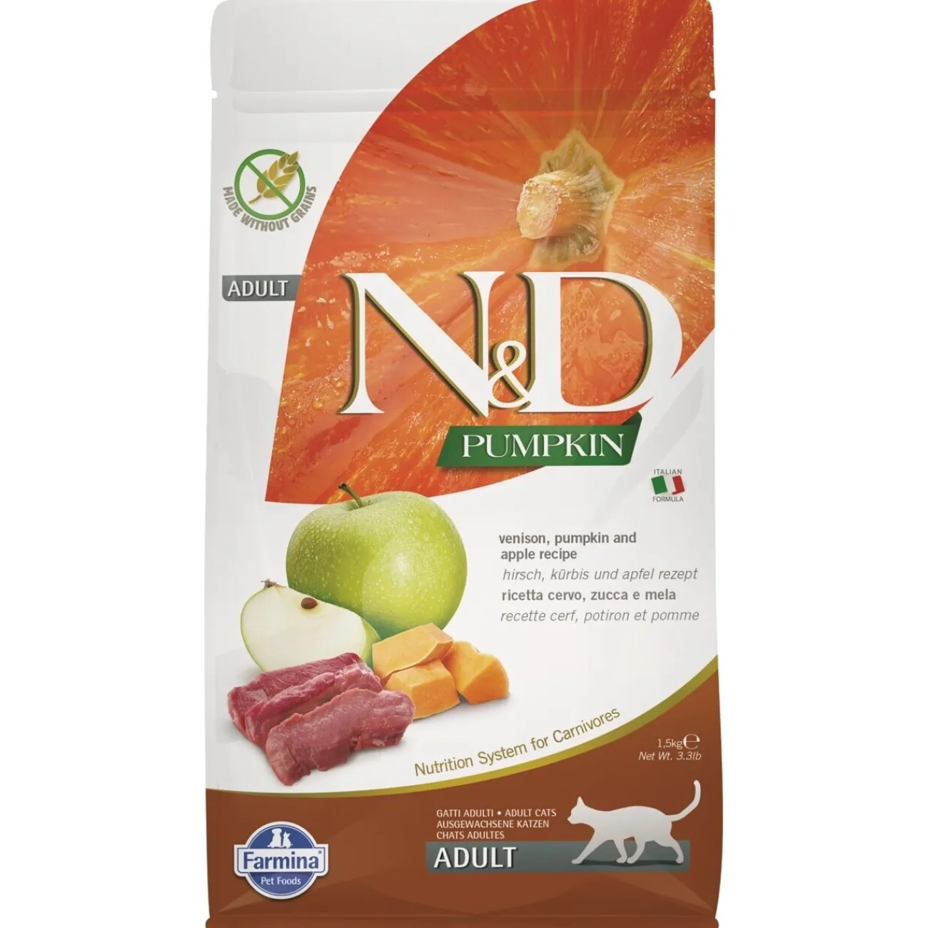 N&D Farmina Pumpkin Adult Cerf 1,5 kg^ Croquettes Pour Chat