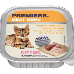 PREMIERE Meat Menu pour chatons Boeuf & Mélange de volaille 16x100 g^ Nourriture Humide|Nourriture