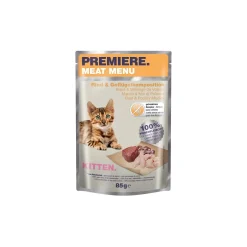 PREMIERE Meat Menu pour chatons Boeuf & Mélange de volaille 12x85 g^ Nourriture Humide|Nourriture