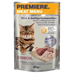PREMIERE Meat Menu Senior Bœuf, Volaille 12 x 85 g^ Nourriture Humide