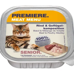PREMIERE Meat Menu Senior Bœuf, volaille 16 x 100 g^ Nourriture Humide