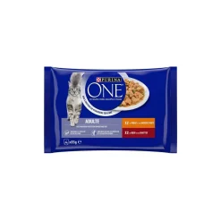 Purina ONE - Sachets pour Chat Adulte au Bœuf et au Poulet 4 x 85 g^ Nourriture Humide