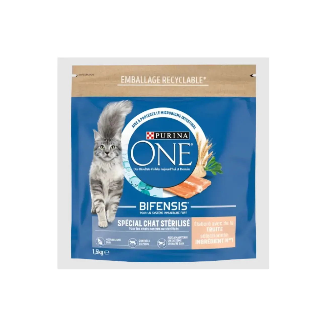 Purina ONE Croquettes pour Chat Stérilisé à la Truite et au Blé 1,5 kg^ Croquettes Pour Chat
