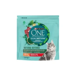 Purina ONE DualNature - NATURAL DEFENSE - Croquettes Spécial Chat Stérilisé Bœuf et Spiruline 1,4 kg^ Croquettes Pour Chat