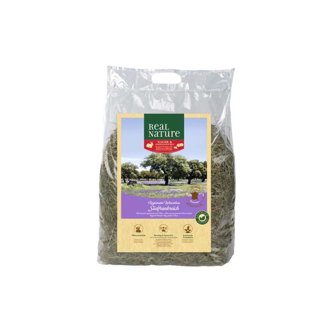 REAL NATURE Foin de prairie du sud de la France, 1,5 kg^ Accessoires Pour Gerbille|Lapins Nains