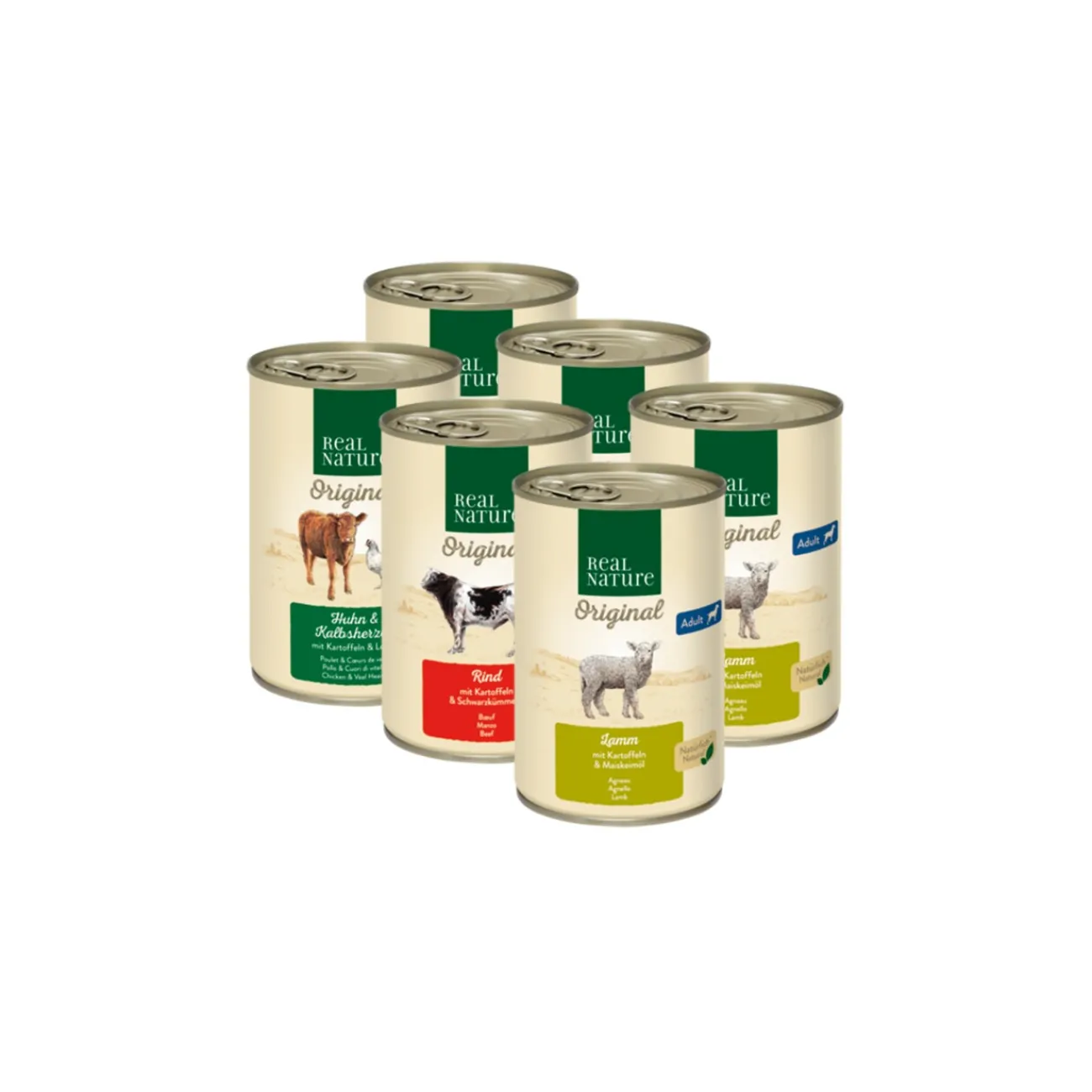 REAL NATURE Lot mixte Original Adult 6 x 400 g Pack mix 2^ Nourriture Humide