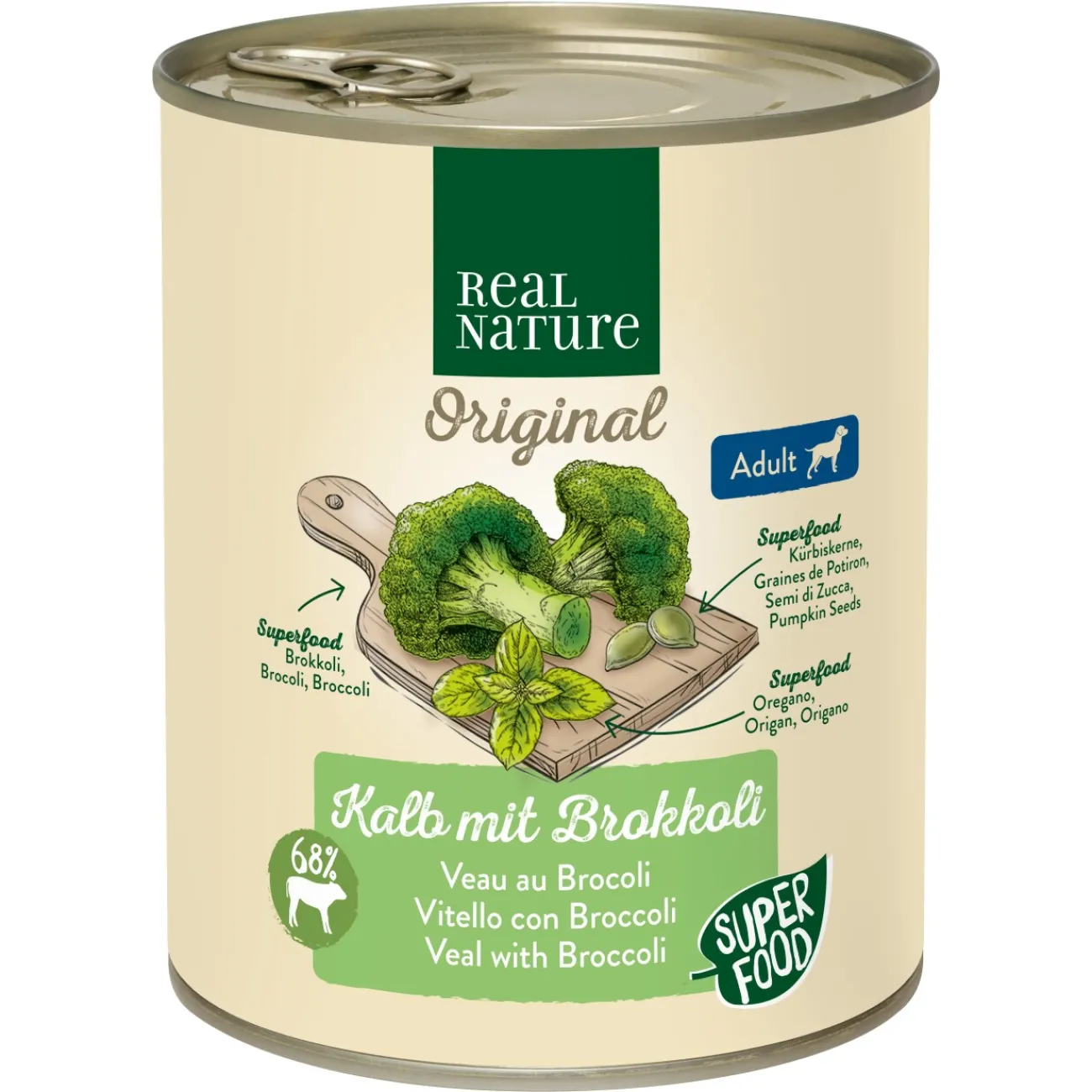 REAL NATURE Superfood Adult Veau au brocoli 6x800 g^ Nourriture Humide