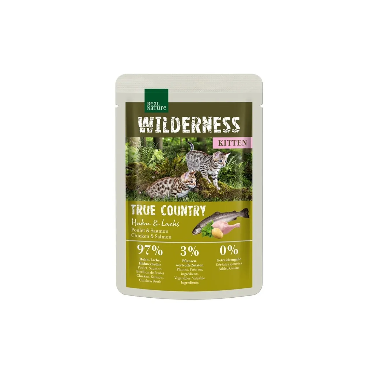 REAL NATURE WILDERNESS Kitten 12 x 85 g True Country Huhn & Lachs^ Nourriture Humide|Nourriture