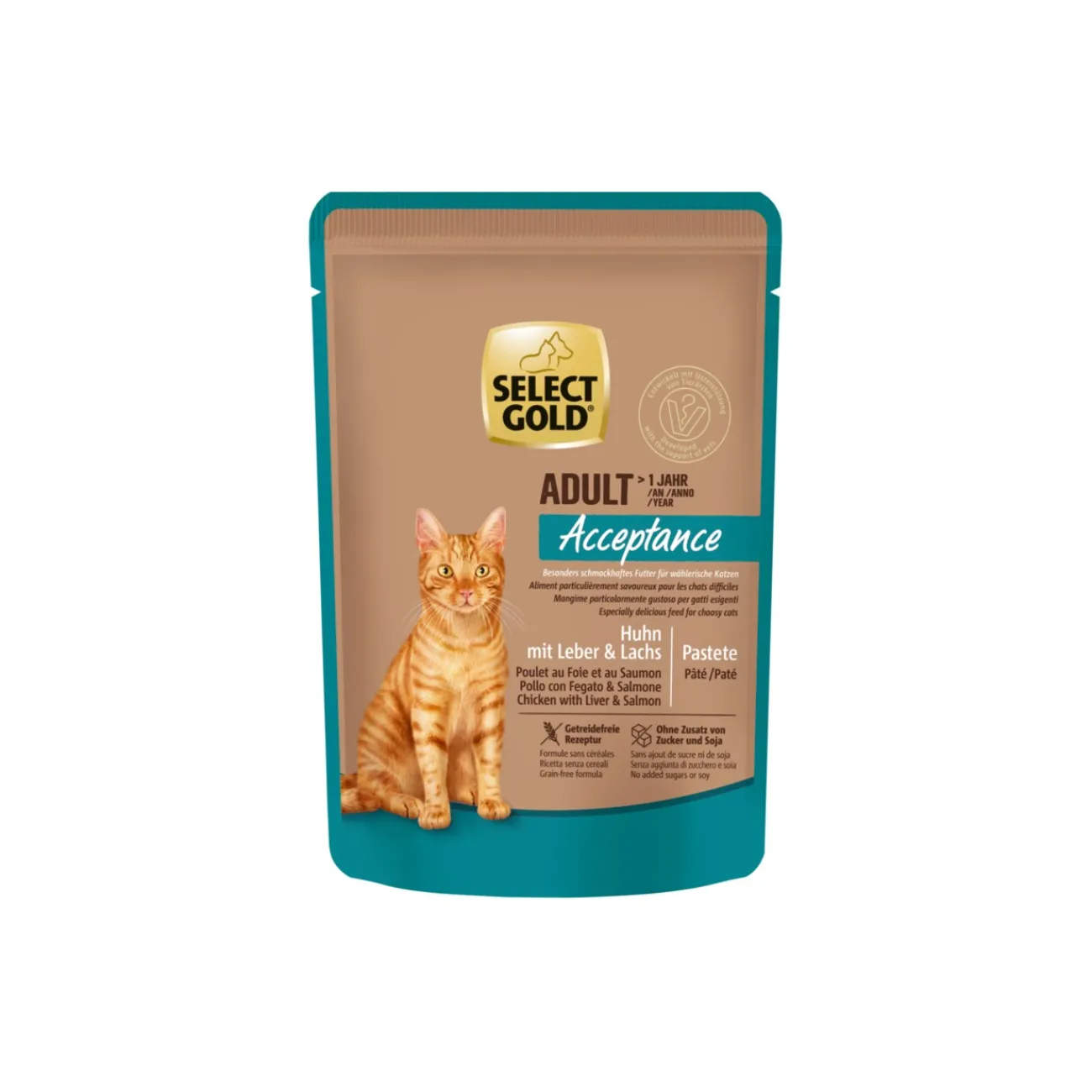 SELECT GOLD Adult Acceptance Poulet avec Foie & Saumon 12x85 g^ Nourriture Humide