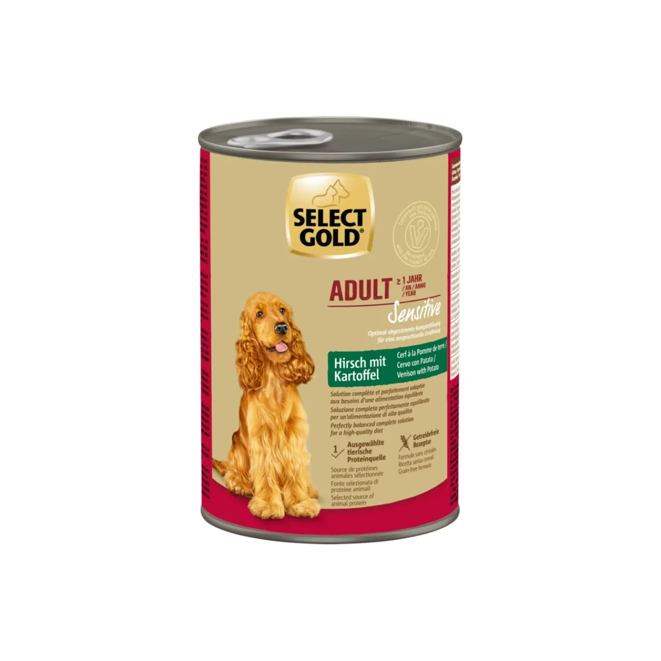 SELECT GOLD Nourriture humide Chien Sensible Adulte Cerf aux pommes de terre 6x400 g^ Nourriture Humide