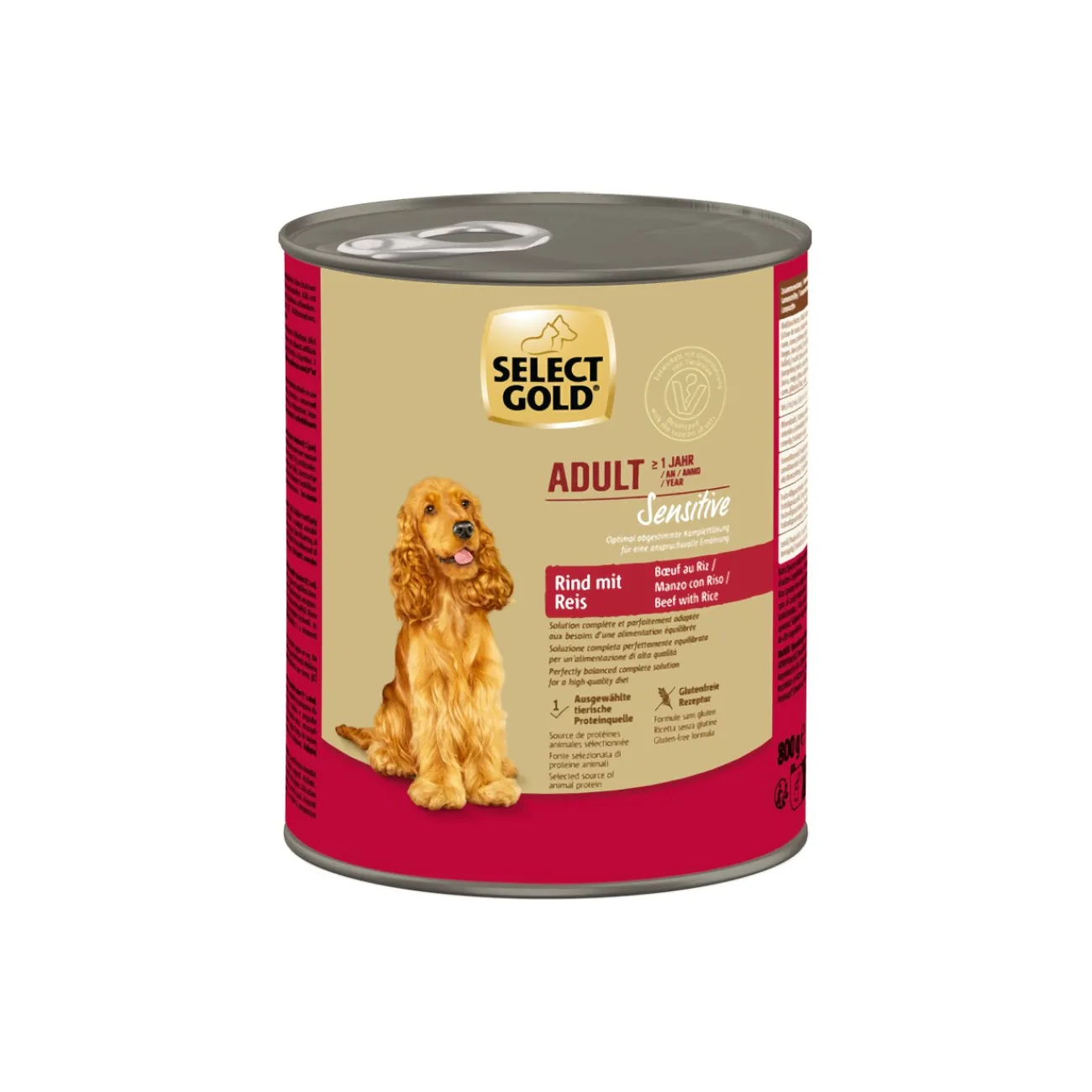 SELECT GOLD Sensitive Nourriture humide Adulte Bœuf au Riz 6x800 g^ Nourriture Humide