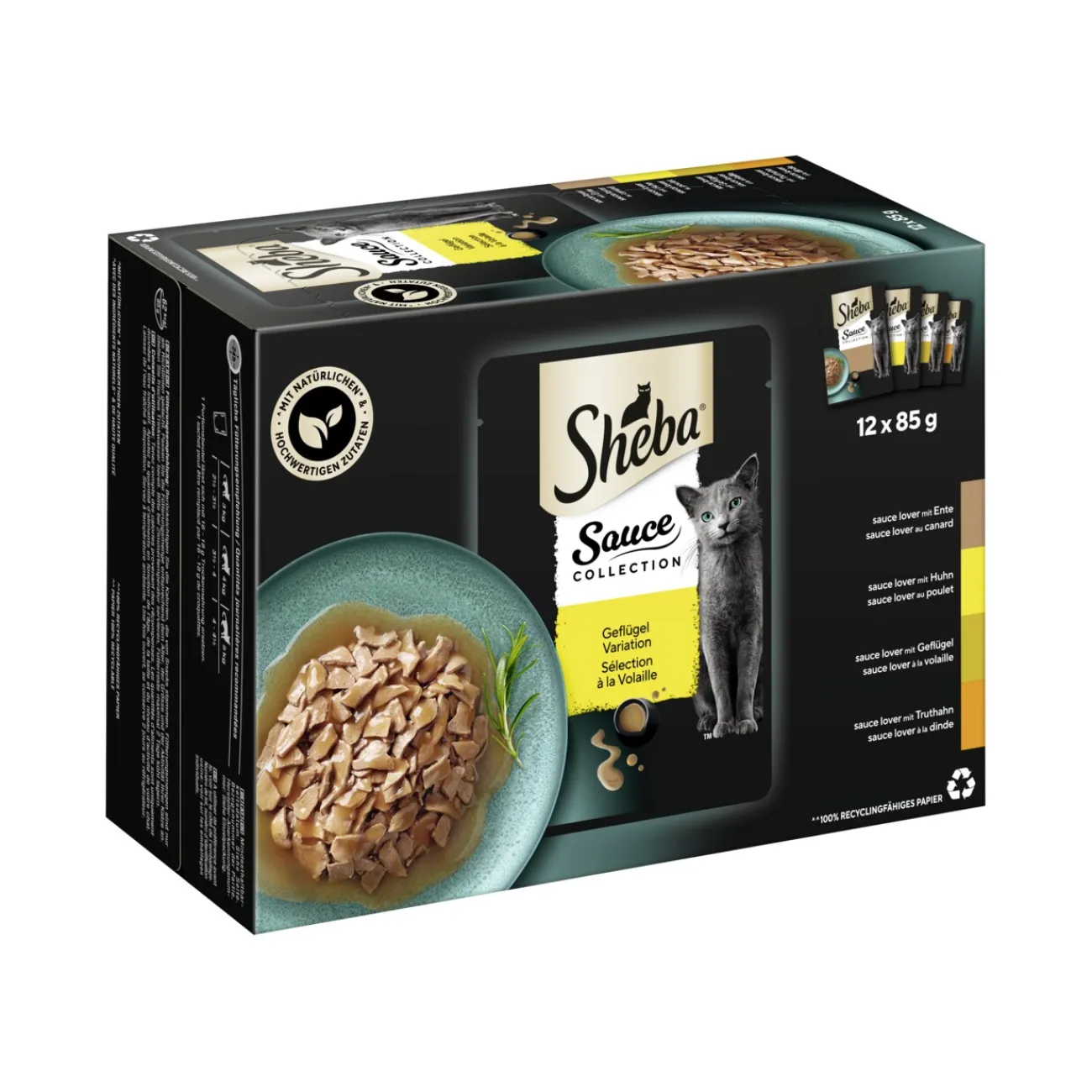 Sheba Collection de Sauces Nourriture Humide Chat Adulte, Assortiment, en Sauce 12x85 g Sélection de volaille^ Nourriture Humide