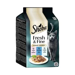 Sheba Fresh & Fine Nourriture humide pour chat adulte, Multipack, en sauce 36x50 g Saumon, thon et truite^ Nourriture Humide