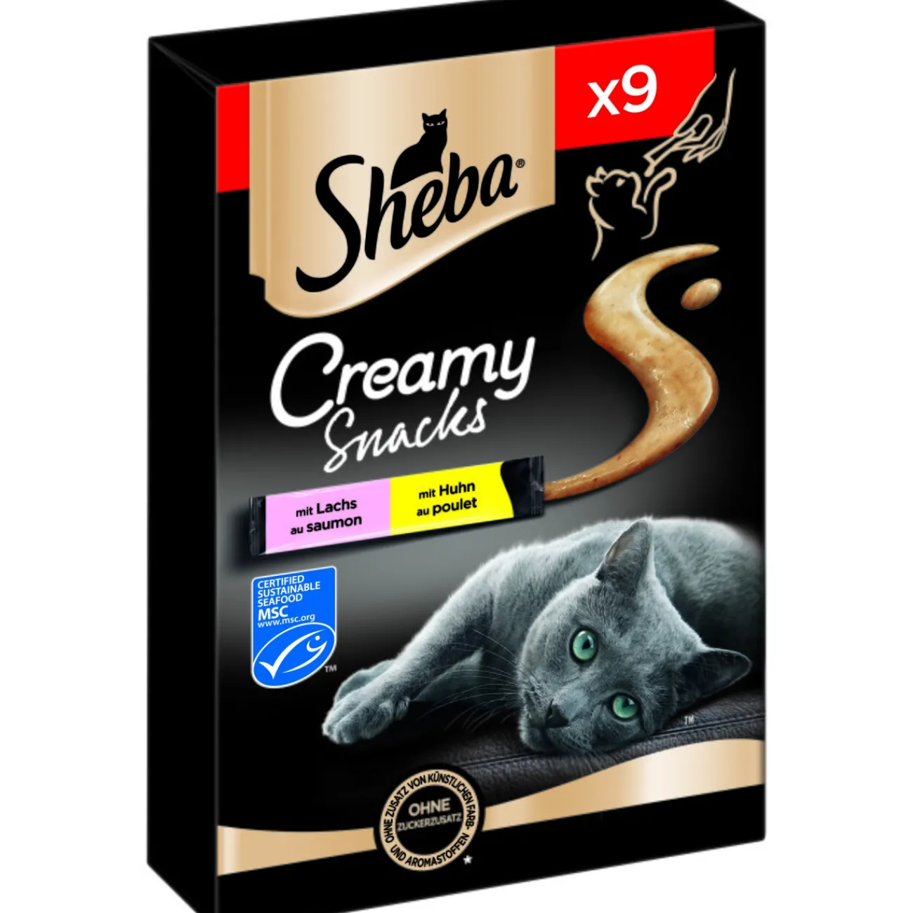 Sheba Sachets Creamy Snacks 7 x 9 x 12 g Poulet & saumon^ Friandises