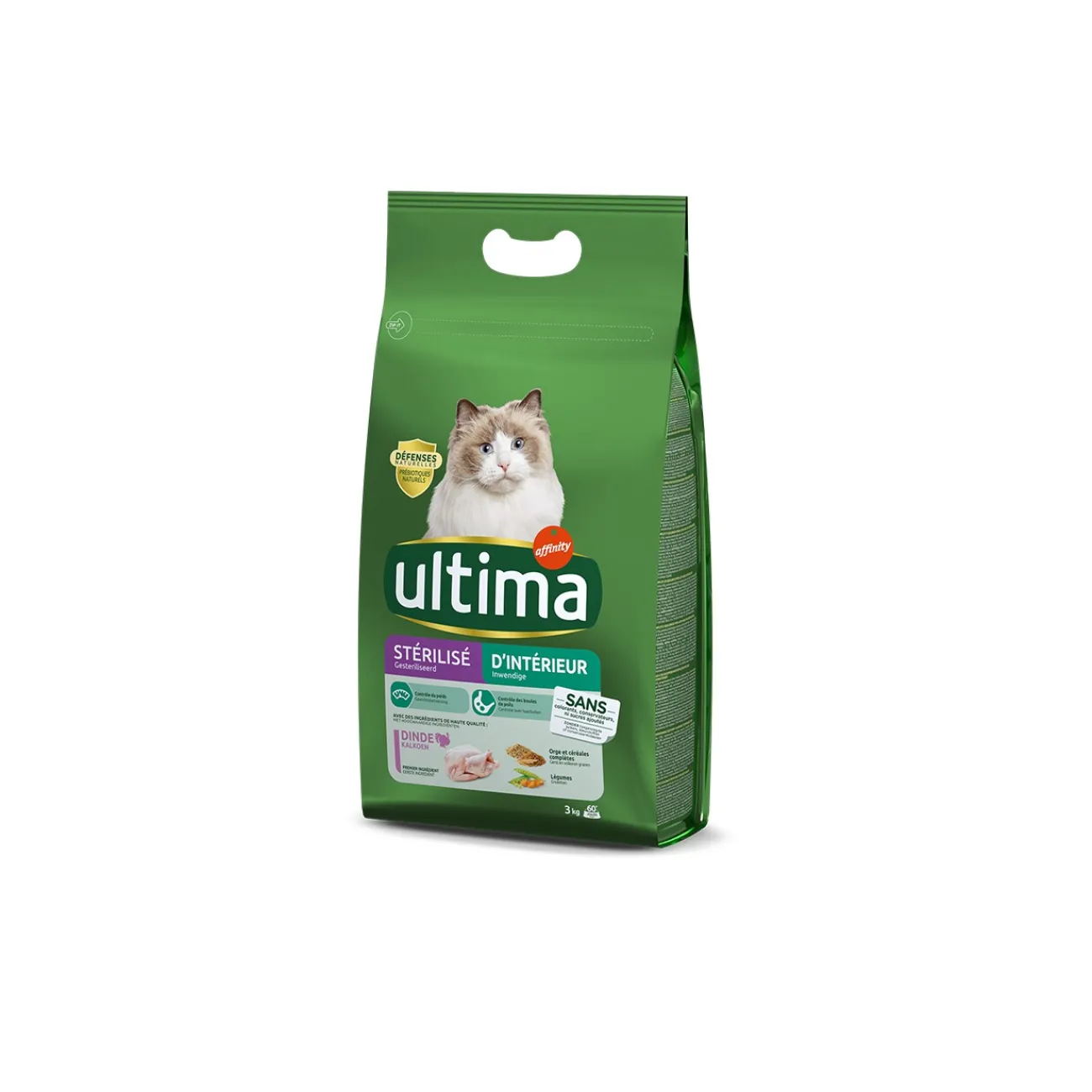 Ultima Stérilisé D’Intérieur avec de la Dinde 3 kg^ Croquettes Pour Chat