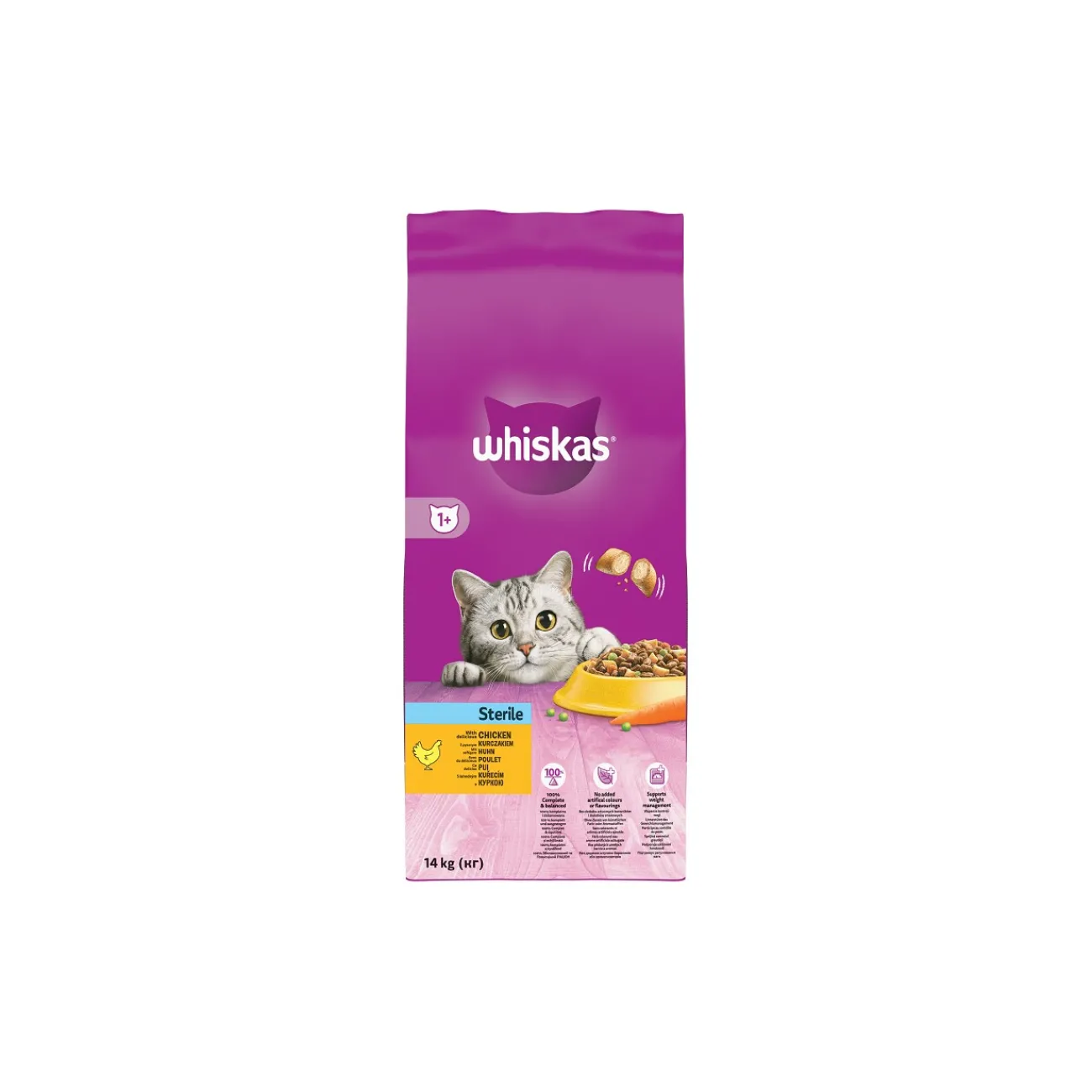 Whiskas Croquettes au poulet pour chat adulte stérilisé 14 kg^ Croquettes Pour Chat