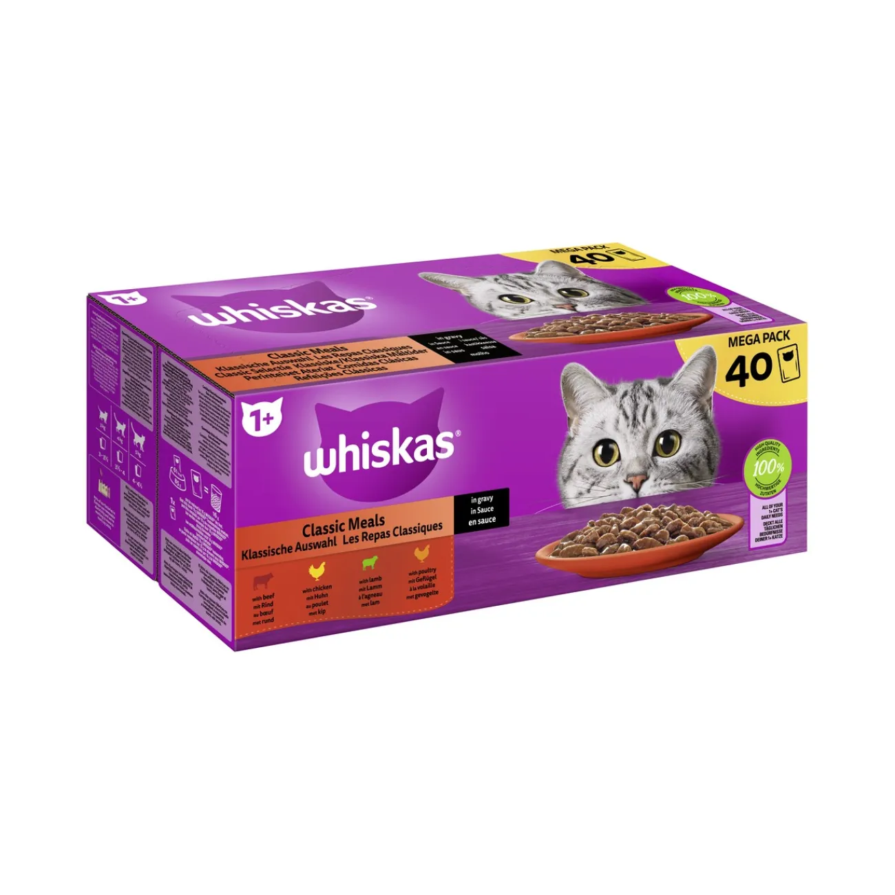 Whiskas Mega Pack 1+ sélection classique en sauce 40x85 g^ Nourriture Humide