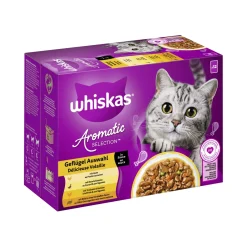 Whiskas nourriture humide pour chat adulte, multipack, 1+ sélection de volaille, en sauce 12x85 g^ Nourriture Humide
