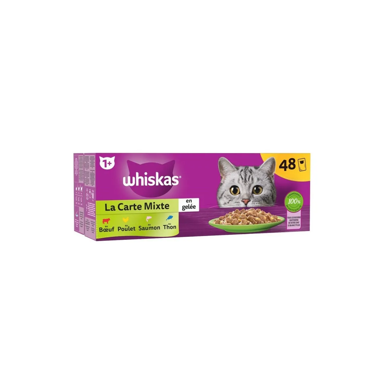 Whiskas Sachets fraîcheur La Carte Mixte en gelée 4 variétés pour chat adulte 48x85g^ Nourriture Humide