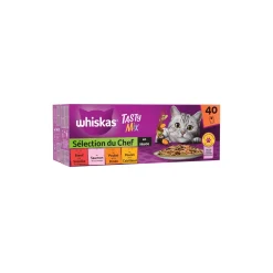 Whiskas Tasty Mix Sachets Fraîcheur Sélection Du Chef En Sauce Pour Chat Adulte 4 Variétés 40 x 85g^ Nourriture Humide