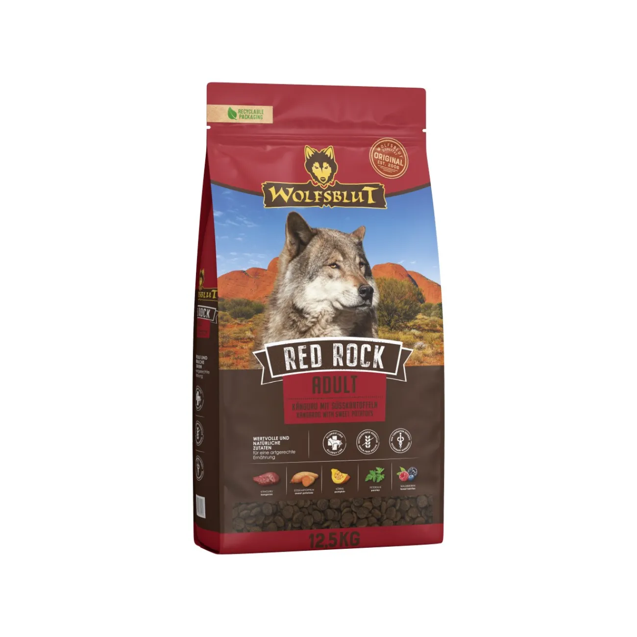WOLFSBLUT nourriture humide chien adulte Red Rock avec viande de kangourou 2 kg^ Croquettes